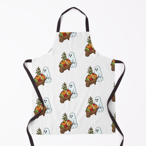 Item preview, Cute Ghost Wheelbarrow Autumn Harvest Pumpkins designed and sold by Inka Moon Design.