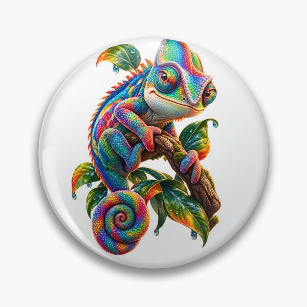 Item preview, Vibrant Rainbow Chameleon on Branch Detailed Watercolor Art designed and sold by CSterling11.