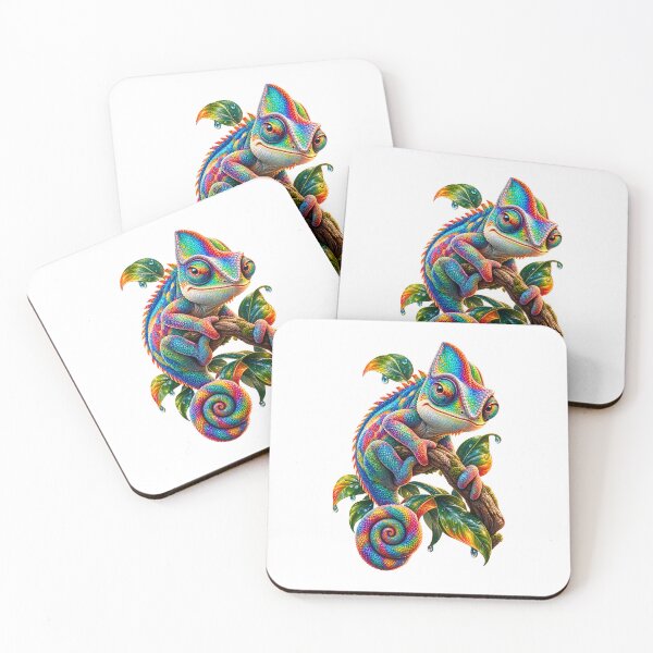 Item preview, Vibrant Rainbow Chameleon on Branch Detailed Watercolor Art designed and sold by CSterling11.