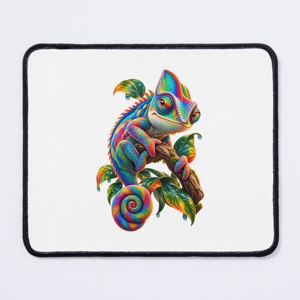 Item preview, Vibrant Rainbow Chameleon on Branch Detailed Watercolor Art designed and sold by CSterling11.