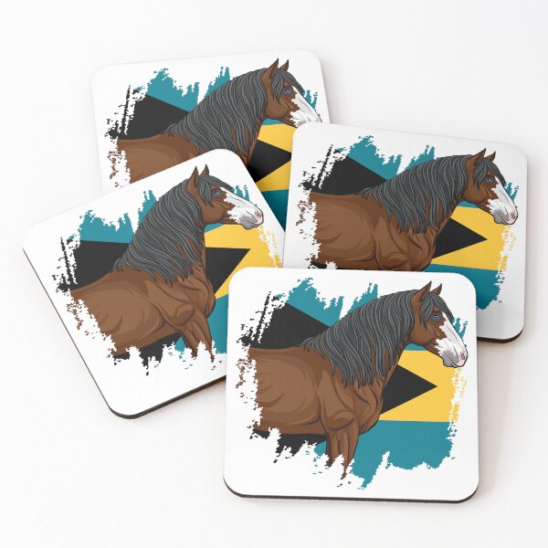 Item preview, The head of the Abaco horse and the flag of the Bahamas designed and sold by Cheval-de-coeur.