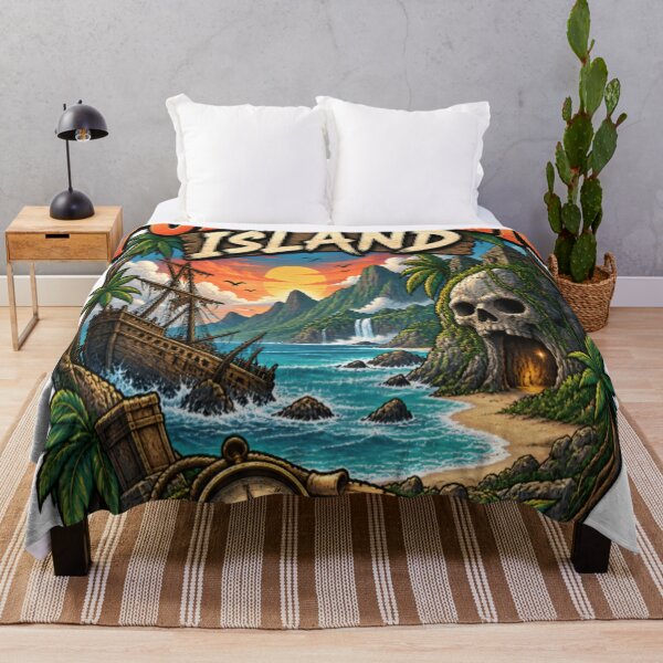 Item preview, Forgotten Island – Pirate Treasure Adventure Vintage Tropical Design designed and sold by CatLovers Studio.