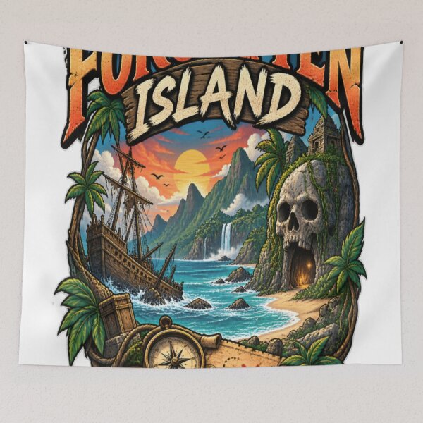Artikelvorschau, Vergessene Insel – Piratenschatzabenteuer im Vintage-Tropen-Design entworfen und verkauft von CatLovers Studio.