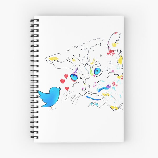 Item preview, Chirping Hearts - illustrratione Pop Art gatto e uccellino designed and sold by NKostudio.