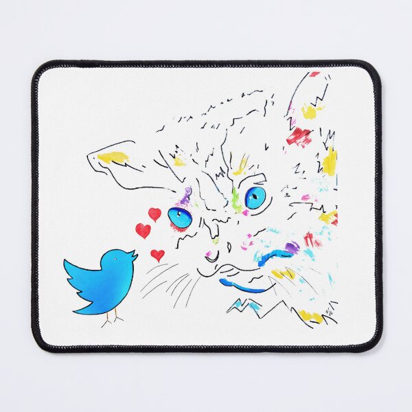Item preview, Chirping Hearts - illustrratione Pop Art gatto e uccellino designed and sold by NKostudio.