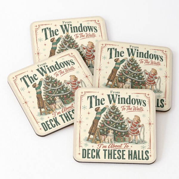 Item preview, Deck These Halls Vintage Christmas Decorator designed and sold by POD DYNASTY | Original Print On Demand T-Shirt Graphics.