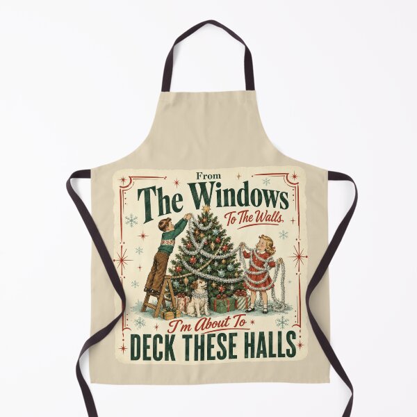 Item preview, Deck These Halls Vintage Christmas Decorator designed and sold by POD DYNASTY | Original Print On Demand T-Shirt Graphics.