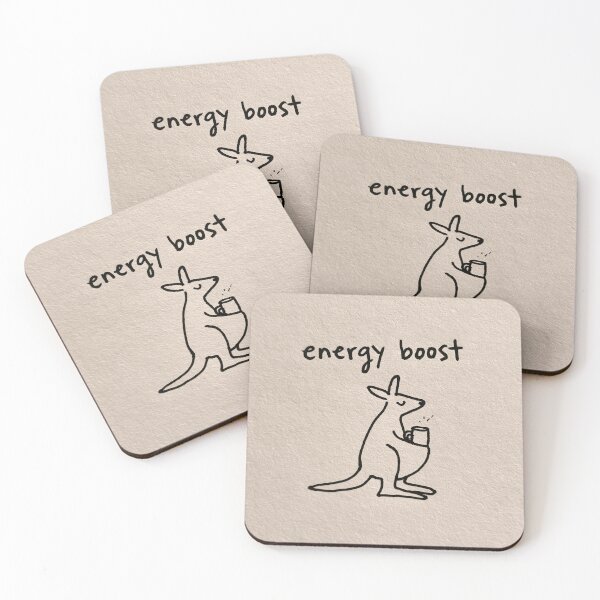 Item preview, Energy Boost - Cute Kangaroo with Coffee Mug Minimal Art designed and sold by lautir.