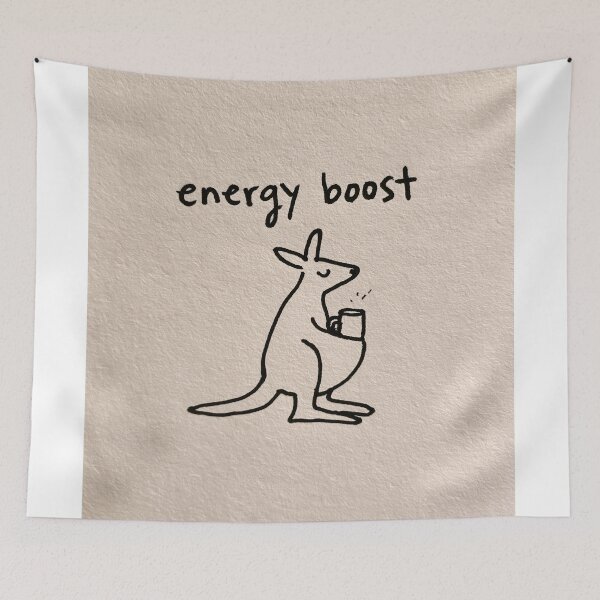 Item preview, Energy Boost - Cute Kangaroo with Coffee Mug Minimal Art designed and sold by lautir.