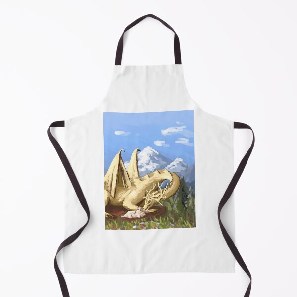 Item preview, Golden Dragon Caring for a Small Creature in a Mountain Meadow designed and sold by Catsi-Nook-Art.