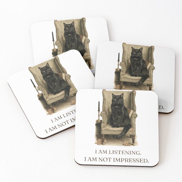 Item preview, Black Cat I Am Listening I Am Not Impressed designed and sold by CozyAndContrary.