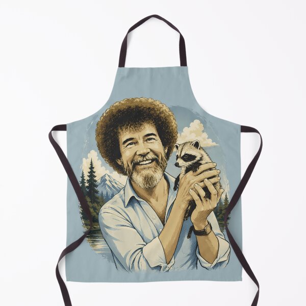 Item preview, Bob Ross Inspired Happy Little Trees Raccoon Vintage Nature Landscape Art Retro Painter Gift designed and sold by karamram.