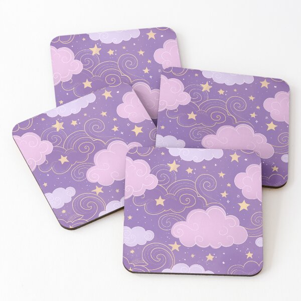 Item preview, Dreamy starry night purple clouds stars magical pattern designed and sold by Abyssal Wares.