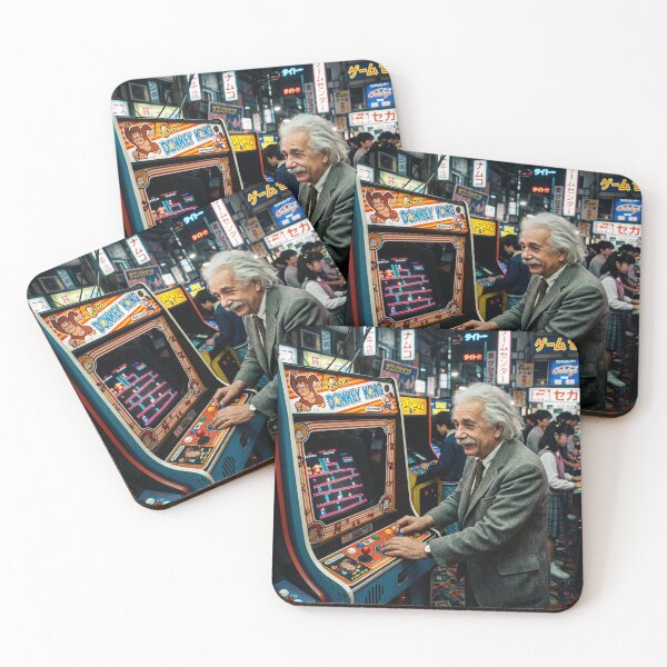 Item preview, Albert Einstein Playing Donkey Kong Arcade in Tokyo designed and sold by NiceArtsPlace.