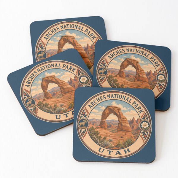 Item preview, Arches National Park Illustration Travel Art Badge designed and sold by KrisSidDesigns.