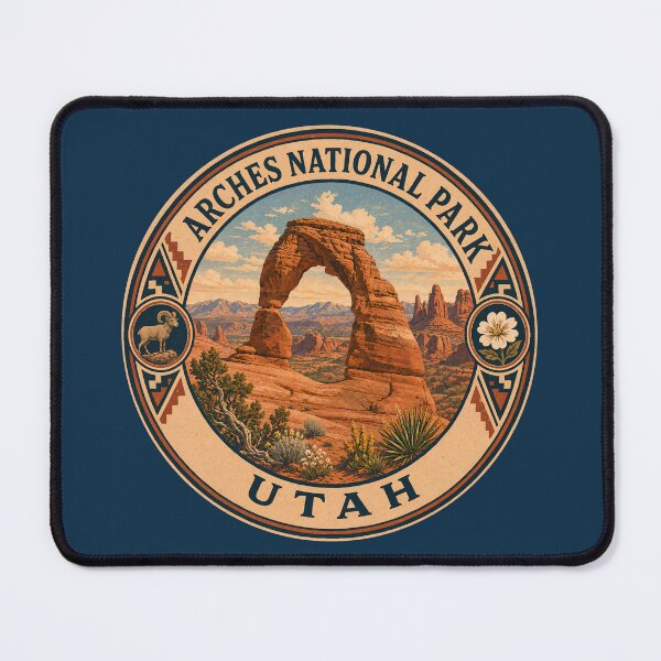 Item preview, Arches National Park Illustration Travel Art Badge designed and sold by KrisSidDesigns.