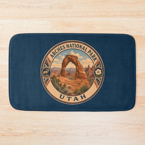 Item preview, Arches National Park Illustration Travel Art Badge designed and sold by KrisSidDesigns.