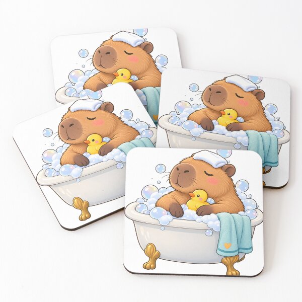 Item preview, Cute Capybara Bubble Bath with Rubber Duck designed and sold by TinyWeird.