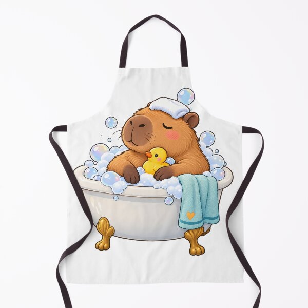 Item preview, Cute Capybara Bubble Bath with Rubber Duck designed and sold by TinyWeird.