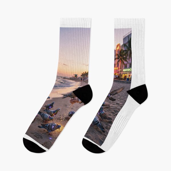 Item preview, Nikola Tesla Feeding Robotic Pigeons in Miami Beach designed and sold by NiceArtsPlace.