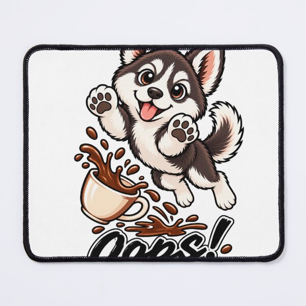 Item preview, Oops Coffee Time Cute Dog Splash Cartoon T-Shirt Design designed and sold by RobertArt08.