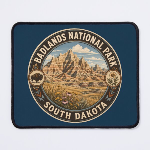 Item preview, Badlands National Park South Dakota Illustration Travel Art Badge designed and sold by KrisSidDesigns.