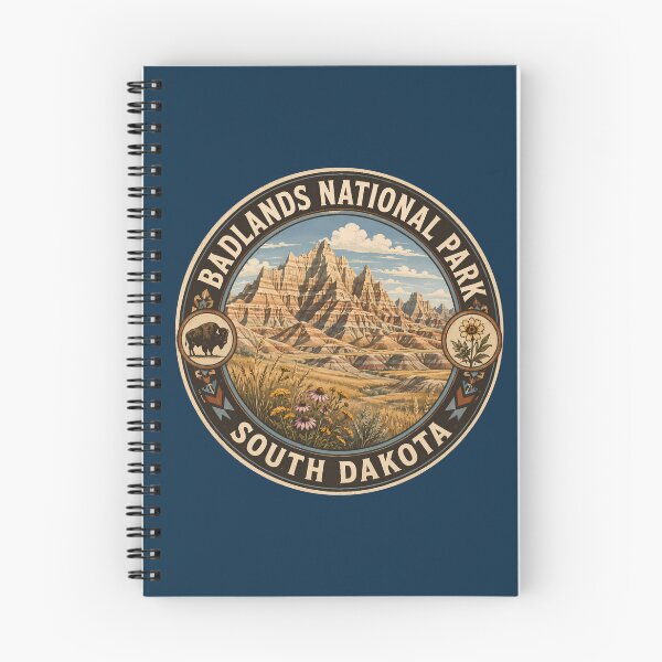Item preview, Badlands National Park South Dakota Illustration Travel Art Badge designed and sold by KrisSidDesigns.