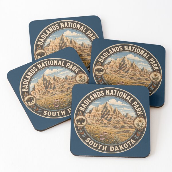 Item preview, Badlands National Park South Dakota Illustration Travel Art Badge designed and sold by KrisSidDesigns.
