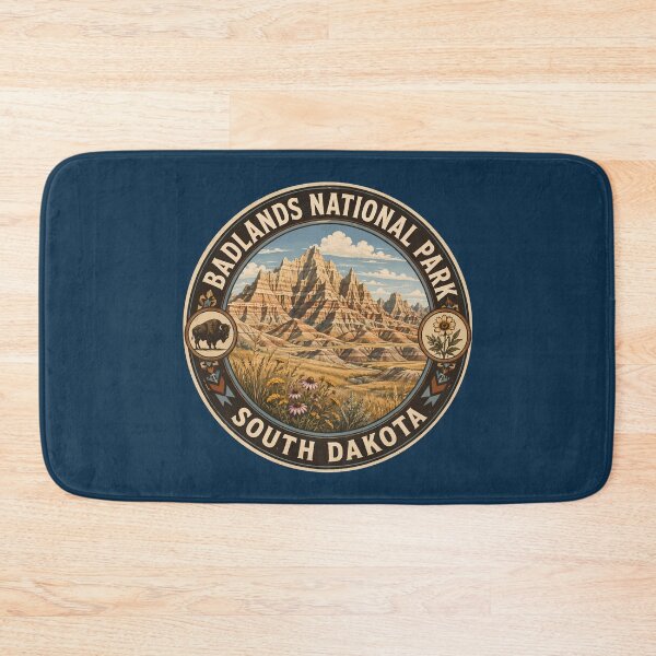 Item preview, Badlands National Park South Dakota Illustration Travel Art Badge designed and sold by KrisSidDesigns.