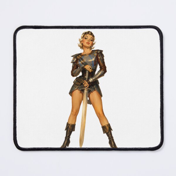 Item preview, Vintage Fantasy Warrior Pinup – Medieval Knight Girl designed and sold by Cosplayvintage.