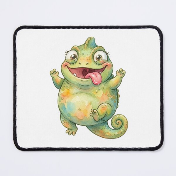 Item preview, Chubby Happy Chameleon Watercolor Cartoon Illustration designed and sold by StickVerse by Owais.
