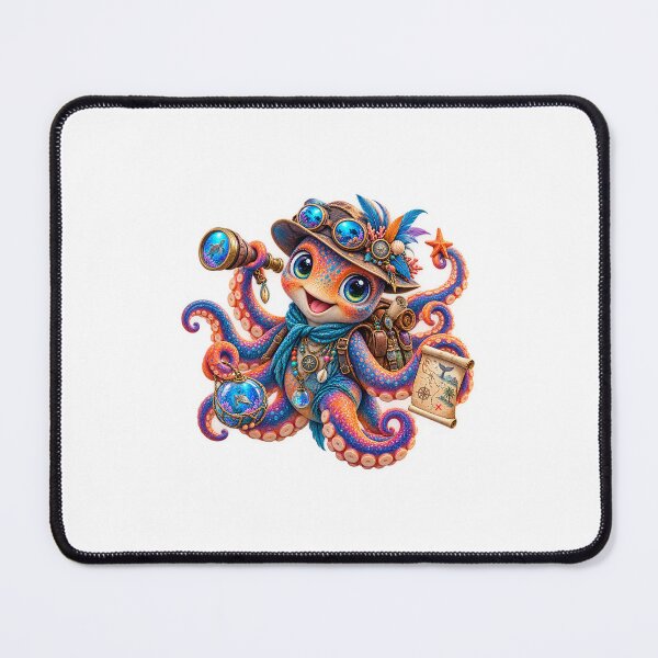 Item preview, Adventurer Octopus with Treasure Map Watercolor Art designed and sold by CSterling11.