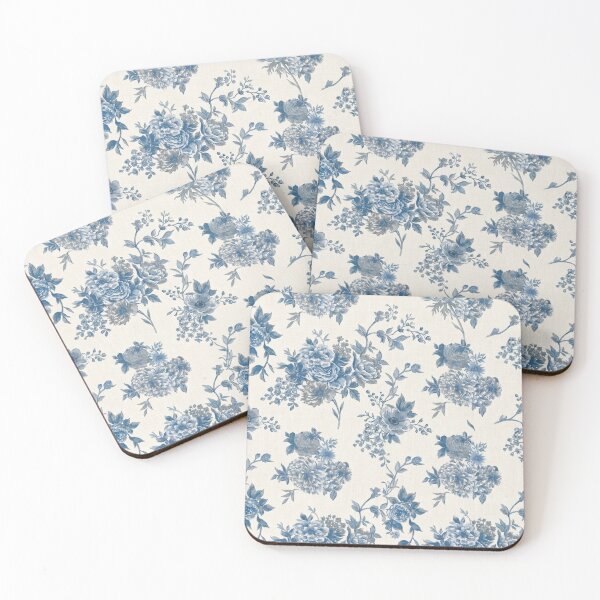 Item preview, Blue & White Toile Floral Bouquet – Watercolor Botanical designed and sold by FawnFeatherCo.