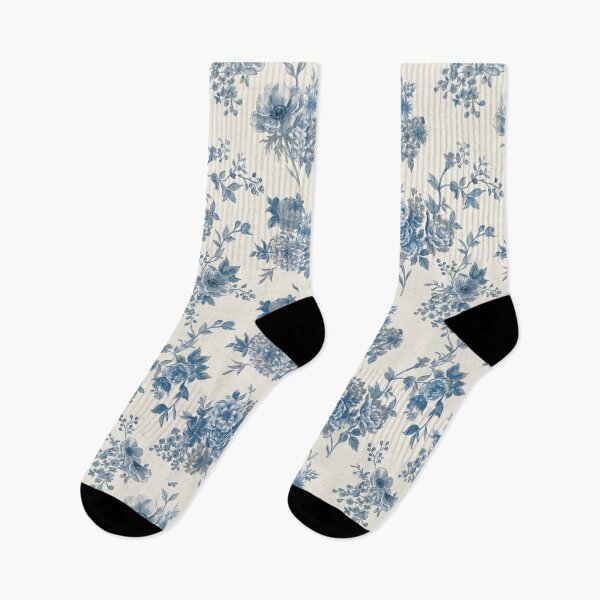 Item preview, Blue & White Toile Floral Bouquet – Watercolor Botanical designed and sold by FawnFeatherCo.