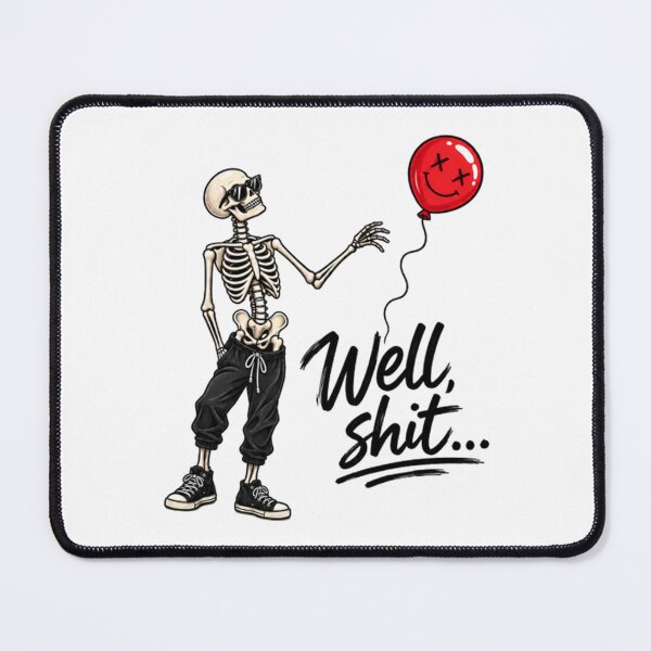Item preview, Skeleton Lost Balloon, Well Shit Funny Skeleton, Dark Humor Halloween designed and sold by Tonkhawartwork.