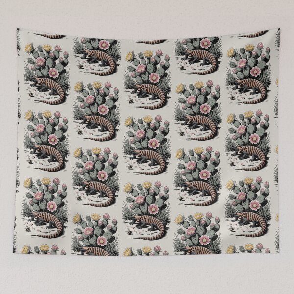Item preview, Gila Monster and Cactus Blossom Illustration designed and sold by NuvoraNest.