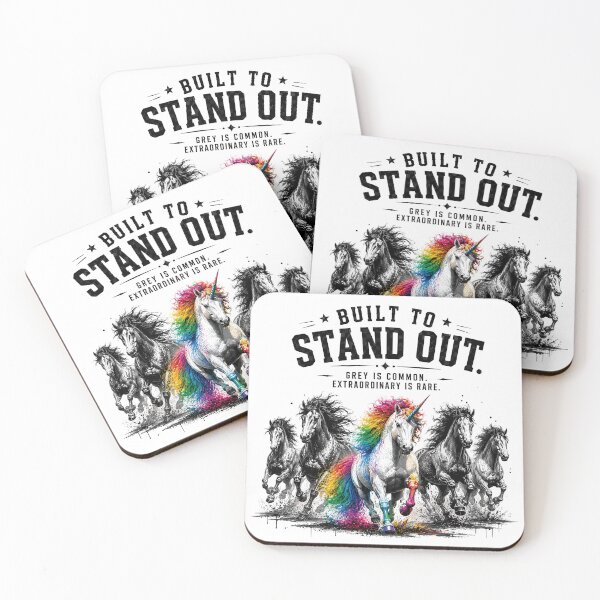 Item preview, Built To Stand Out Rainbow Unicorn Horse Motivational Quote Extraordinary designed and sold by ZIGLWORKS.