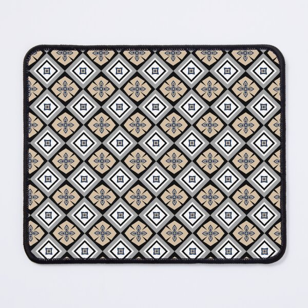 Item preview, Thai Floral Tile Seamless Pattern Black Tan Navy Modern Thai Geometric Motif Art Deco Fabric Design designed and sold by KOPatternCo.