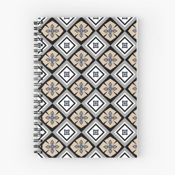 Item preview, Thai Floral Tile Seamless Pattern Black Tan Navy Modern Thai Geometric Motif Art Deco Fabric Design designed and sold by KOPatternCo.