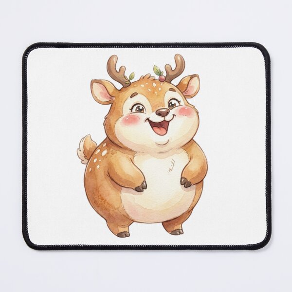 Item preview, Chubby Happy Deer Watercolor Cartoon Illustration designed and sold by StickVerse by Owais.