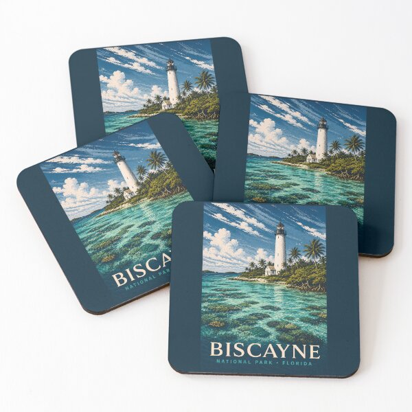 Item preview, Biscayne National Park Florida Modern Woodblock Travel Art designed and sold by KrisSidDesigns.