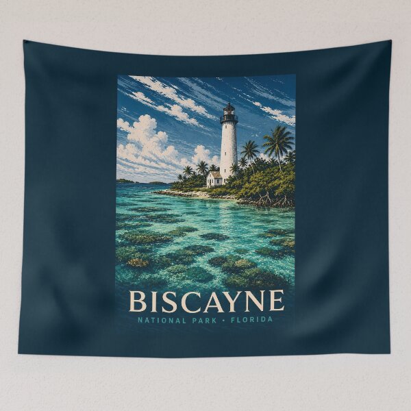 Item preview, Biscayne National Park Florida Modern Woodblock Travel Art designed and sold by KrisSidDesigns.