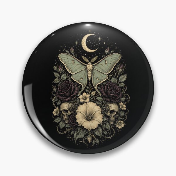 Item preview, Gothic Luna Moth with Skulls Roses and Crescent Moon designed and sold by NoeValdric.