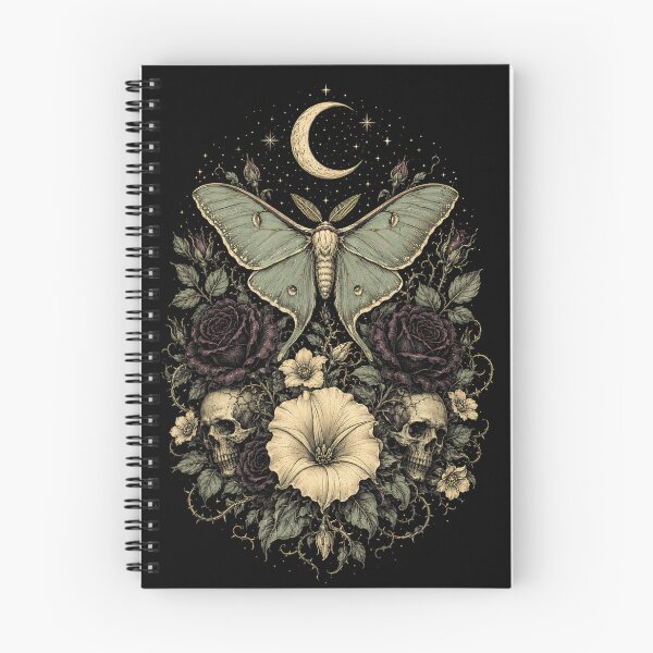 Item preview, Gothic Luna Moth with Skulls Roses and Crescent Moon designed and sold by NoeValdric.