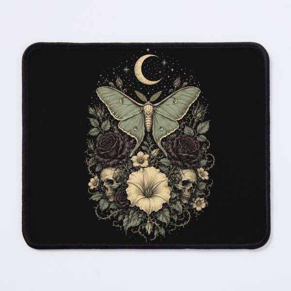 Item preview, Gothic Luna Moth with Skulls Roses and Crescent Moon designed and sold by NoeValdric.