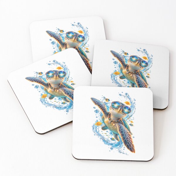 Item preview, Cool Sea Turtle with Sunglasses Summer Watercolor Art designed and sold by CSterling11.