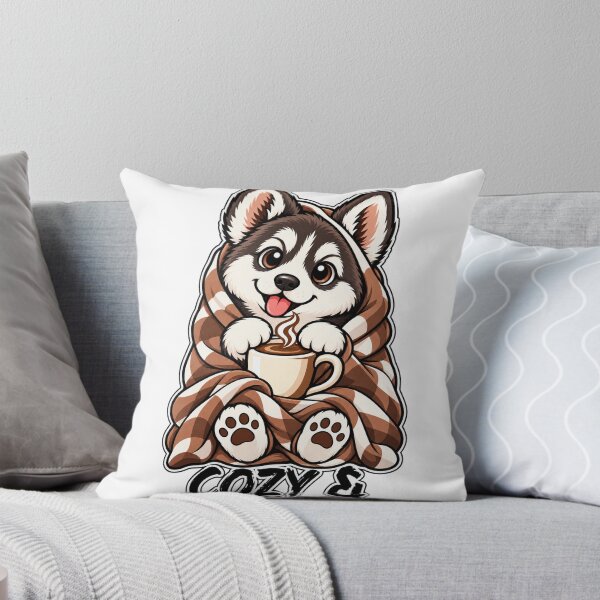 Item preview, Cozy Caffeinated Cute Dog Coffee Blanket Cartoon T-Shirt Design designed and sold by RobertArt08.