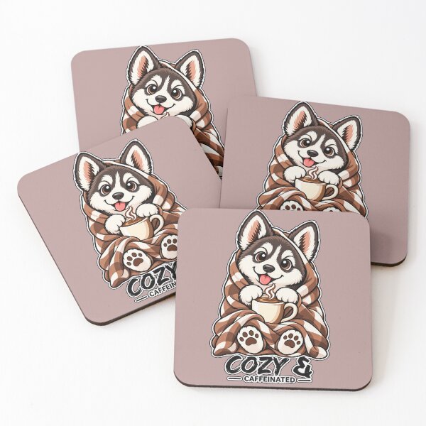 Item preview, Cozy Caffeinated Cute Dog Coffee Blanket Cartoon T-Shirt Design designed and sold by RobertArt08.
