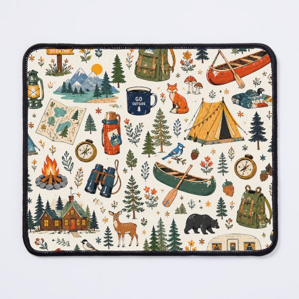 Item preview, Vintage Outdoor Camping & Adventure Seamless Pattern designed and sold by QCena.