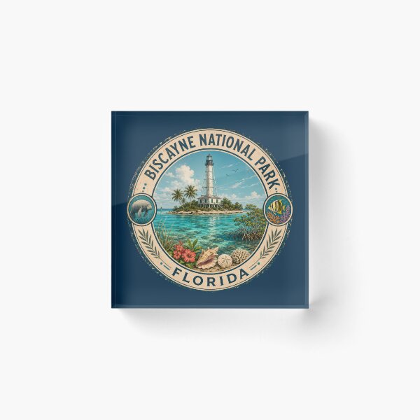 Item preview, Biscayne National Park Florida Illustration Travel Art Badge designed and sold by KrisSidDesigns.
